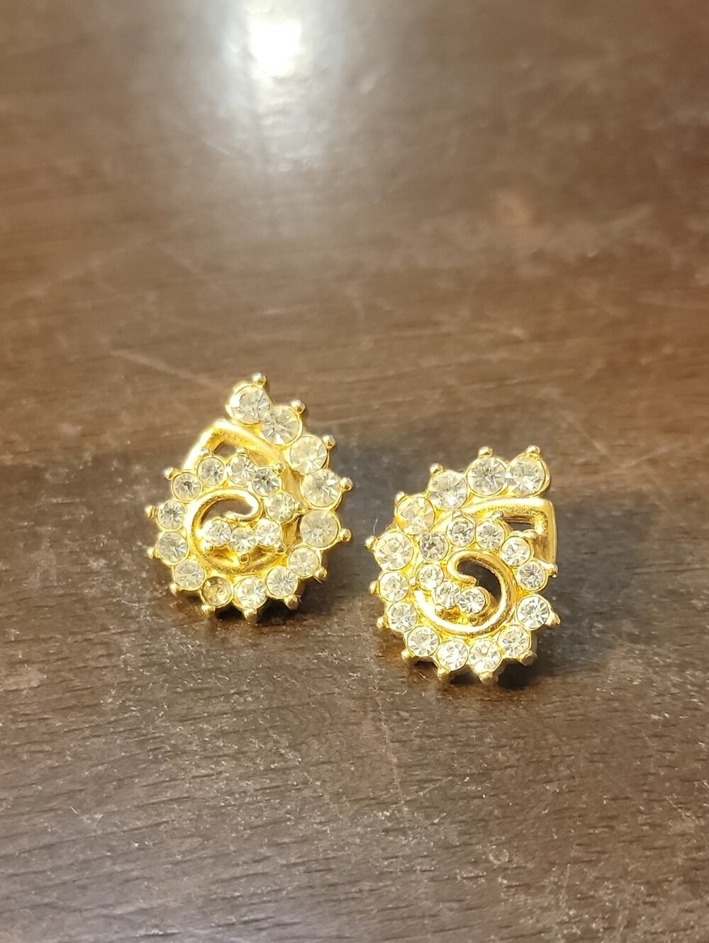 Gold Number 5 Crystal Stud Earrings - Women's Fashion Jewelry